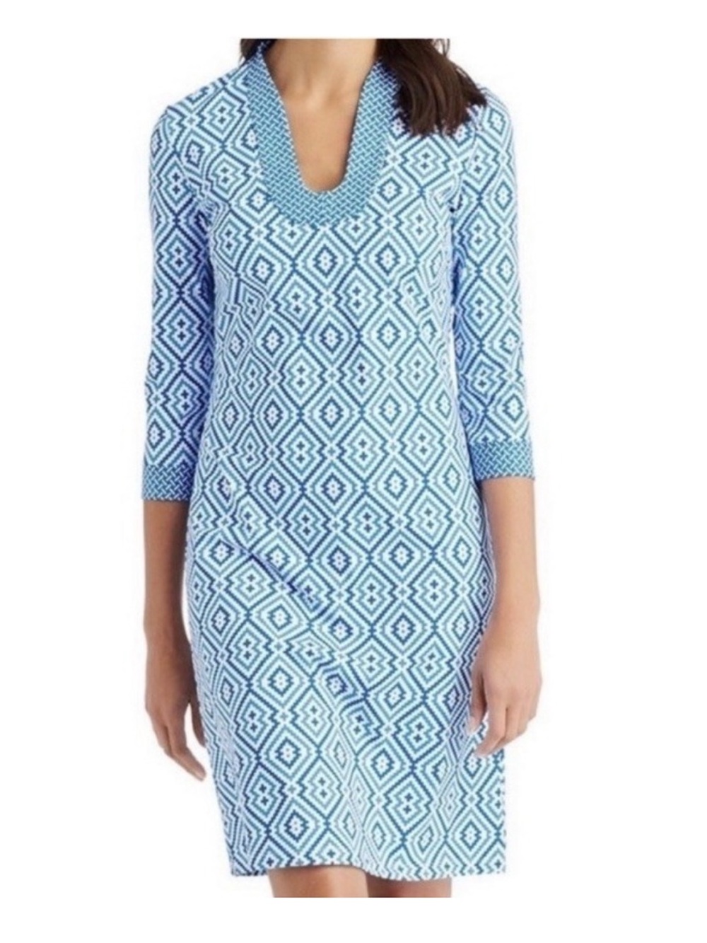 J. McLaughlin Gisel Catalina Cloth UNeck Tunic Dress. Coastal. Vacation. Beach.